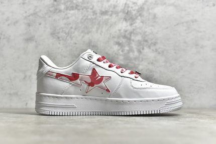 A BATHING APE Bape Sta Low White and Red - Image 3