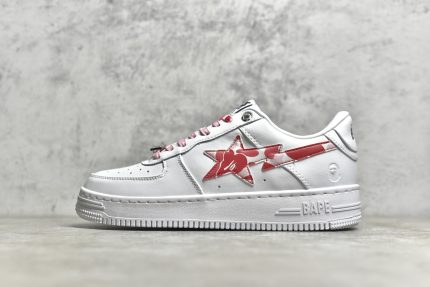 A BATHING APE Bape Sta Low White and Red