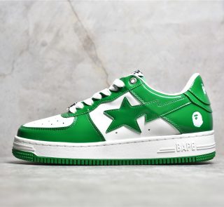 A Bathing Ape Bapesta White Green Reps