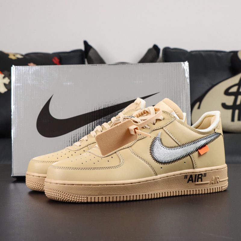 Off White x Air Force 1 Desert Tan reps with retail-style box