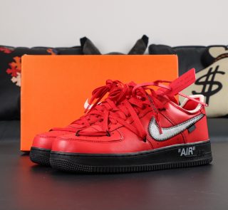 Off White x Air Force 1 Red Black with retail-style box