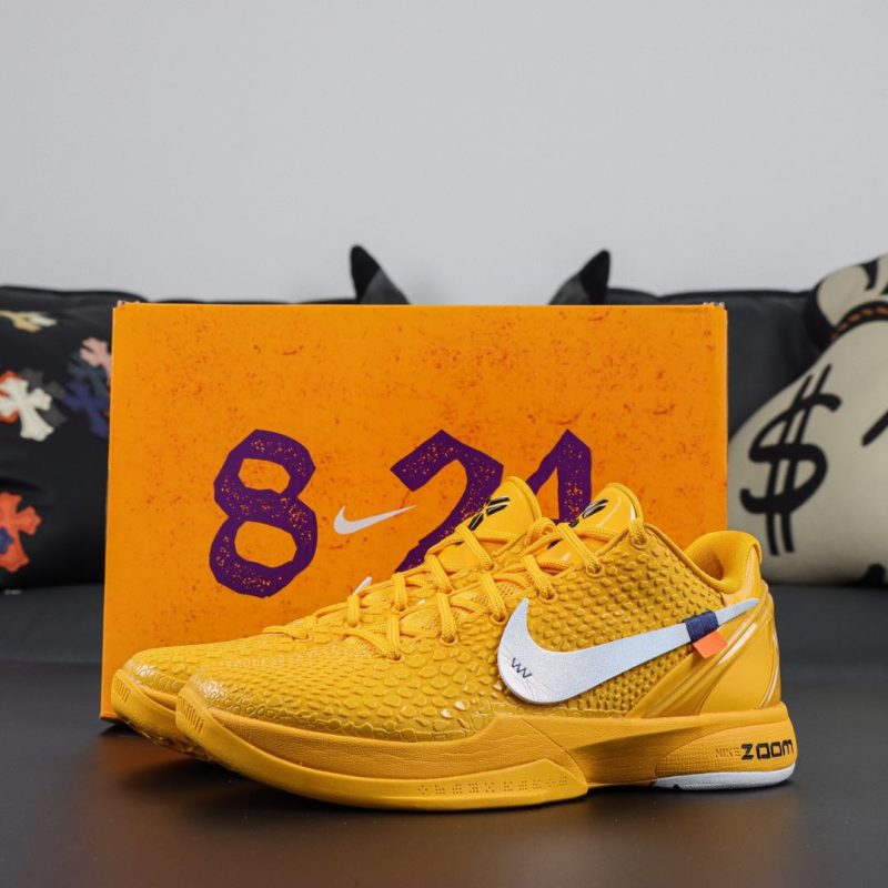 Off-White Kobe 6 reps in yellow with custom box and zip tie