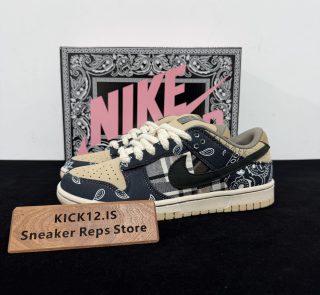 Travis Scott Dunk Jackboys Reps with box displayed on table