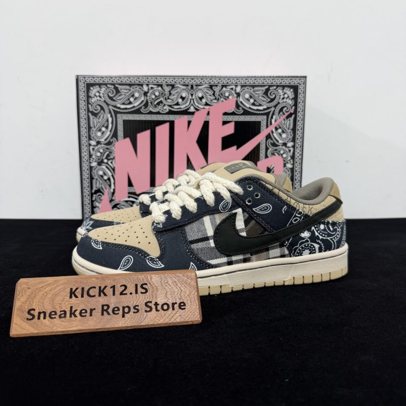 Travis Scott Dunk Jackboys Reps with box displayed on table