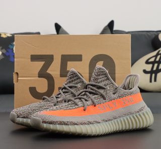 Yeezy 350 Beluga reps with reflective upper and shoebox