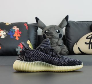 Inside view of Yeezy 350 Carbon reps with Boost sole and inner lining