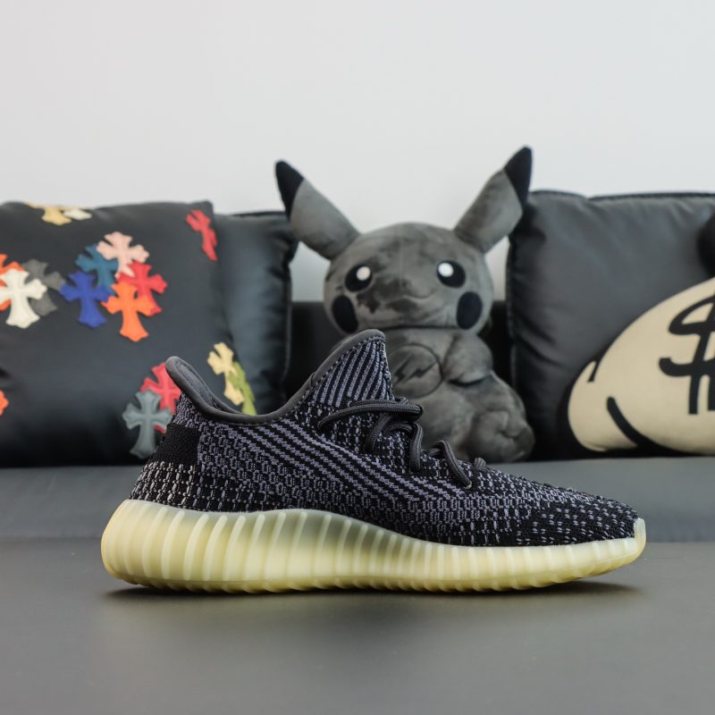 Inside view of Yeezy 350 Carbon reps with Boost sole and inner lining