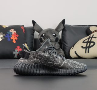 Inside view of Yeezy 350 Dark Salt Reps with knit upper