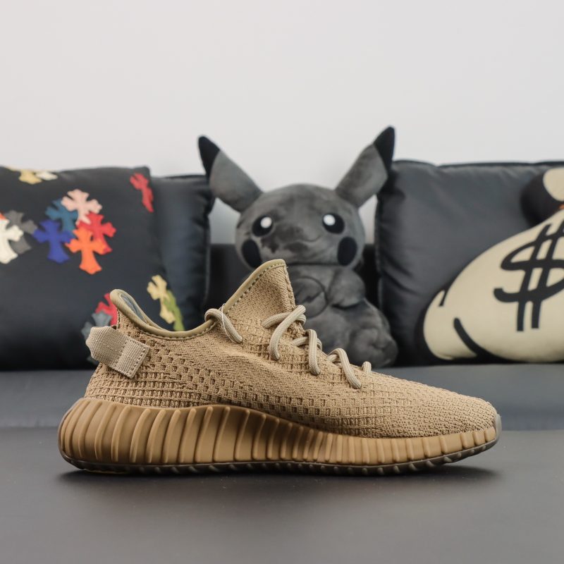 Inside view of Earth Yeezy 350 reps with translucent stripe and woven texture