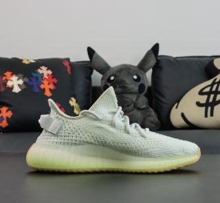 Inside view of Yeezy 350 Flax reps with Primeknit texture and warm tones