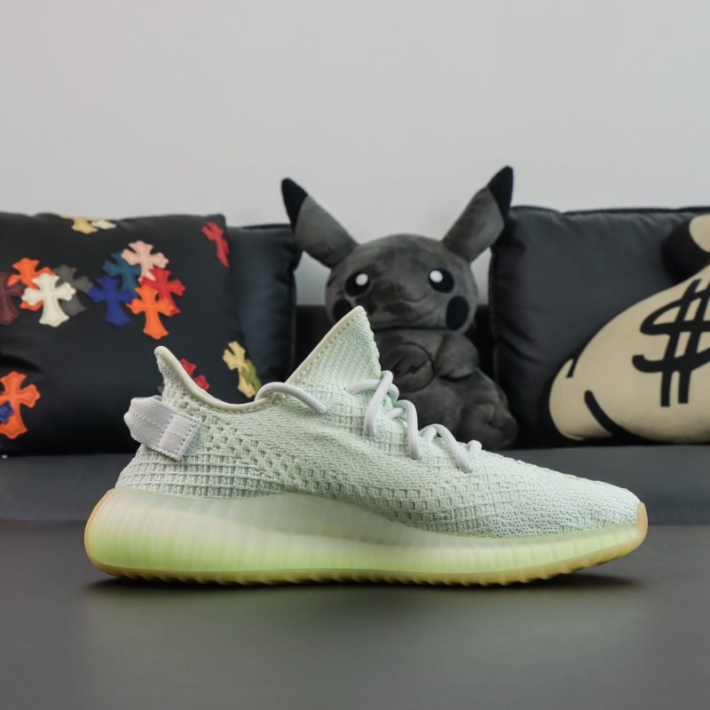 Inside view of Yeezy 350 Flax reps with Primeknit texture and warm tones