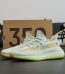 Yeezy 350 Flax reps with yellow-tinted upper and original box