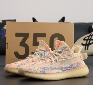 Yeezy 350 MX Oat reps with multicolor swirl upper and box